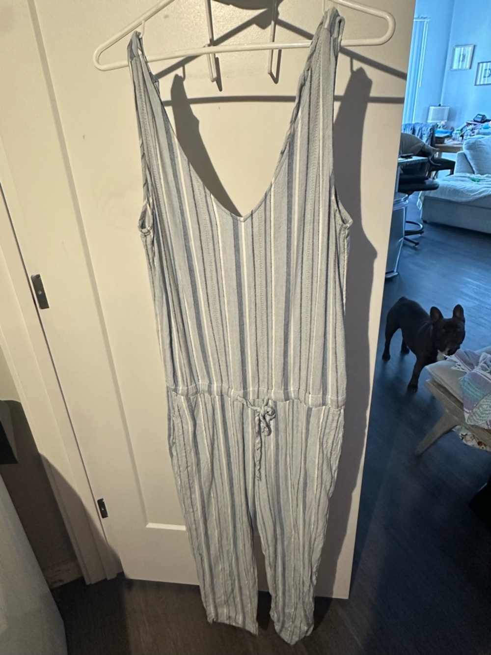 cloth & stone size M Blue & White Stripe Sleeveless Jumpsuit lightly worn.